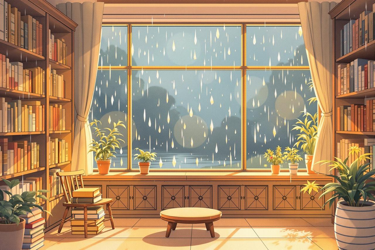 雨天的图书馆 - 西红柿短剧作品